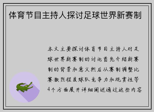 体育节目主持人探讨足球世界新赛制